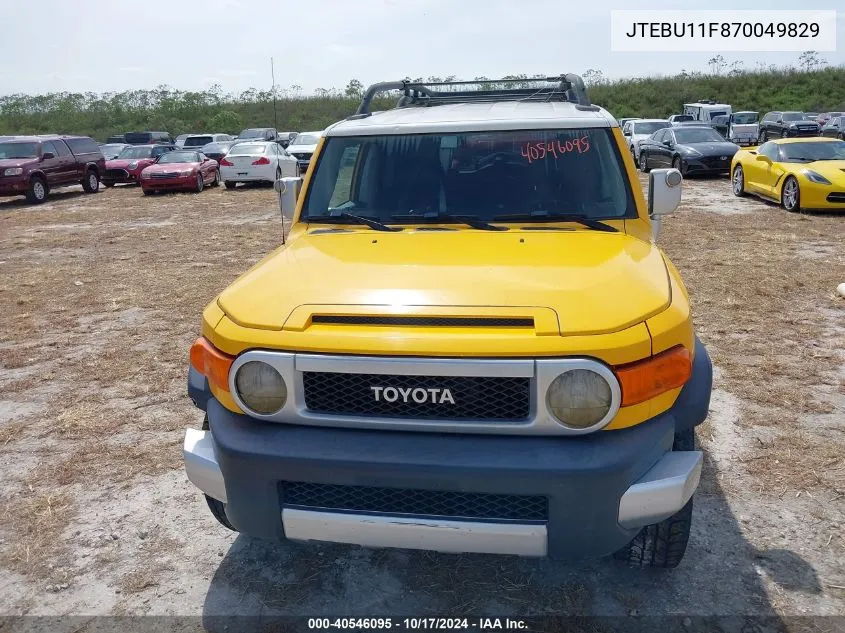 2007 Toyota Fj Cruiser VIN: JTEBU11F870049829 Lot: 40546095