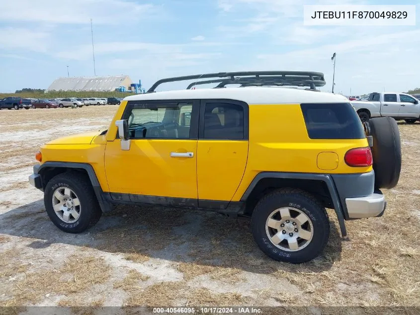 2007 Toyota Fj Cruiser VIN: JTEBU11F870049829 Lot: 40546095