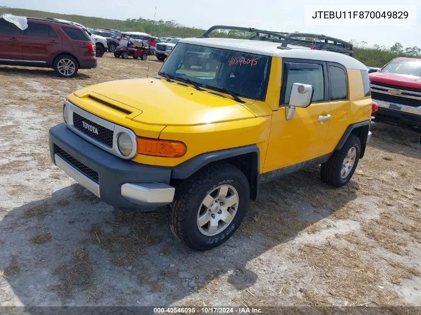 2007 Toyota Fj Cruiser VIN: JTEBU11F870049829 Lot: 40546095