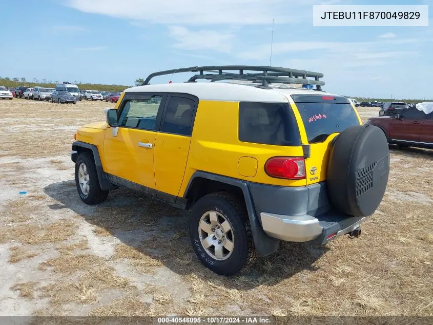 2007 Toyota Fj Cruiser VIN: JTEBU11F870049829 Lot: 40546095