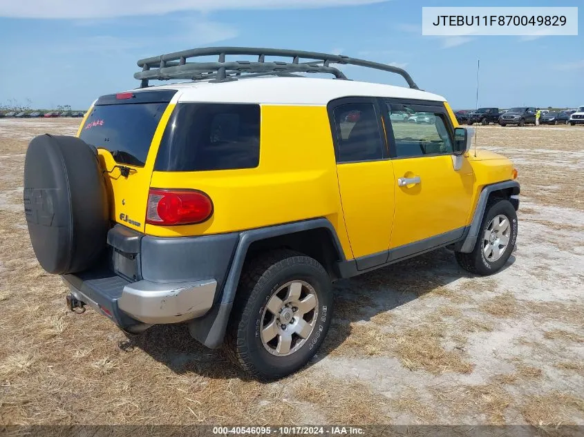 2007 Toyota Fj Cruiser VIN: JTEBU11F870049829 Lot: 40546095