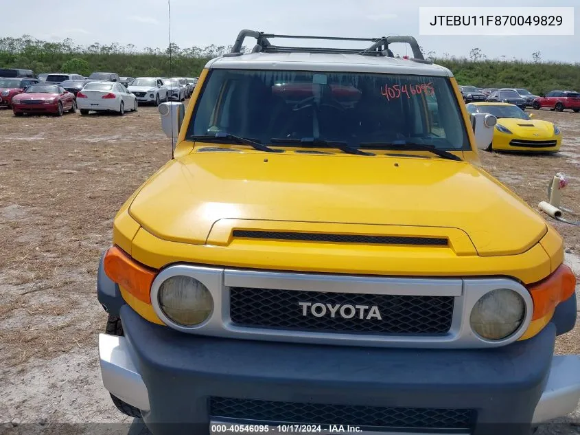 2007 Toyota Fj Cruiser VIN: JTEBU11F870049829 Lot: 40546095