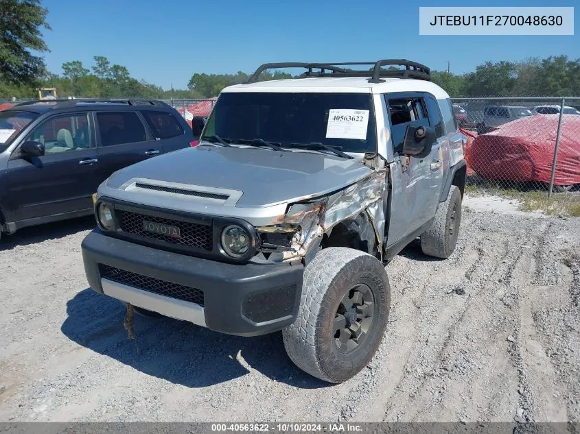 2007 Toyota Fj Cruiser VIN: JTEBU11F270048630 Lot: 40563622