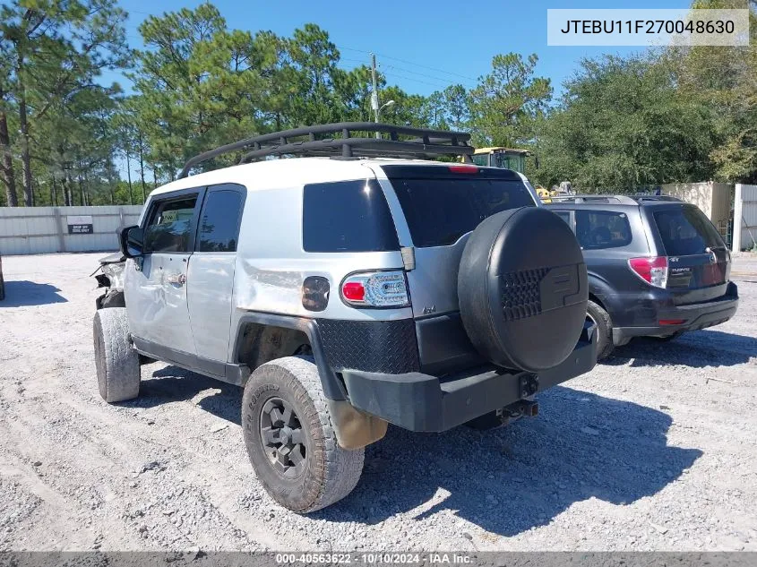 2007 Toyota Fj Cruiser VIN: JTEBU11F270048630 Lot: 40563622