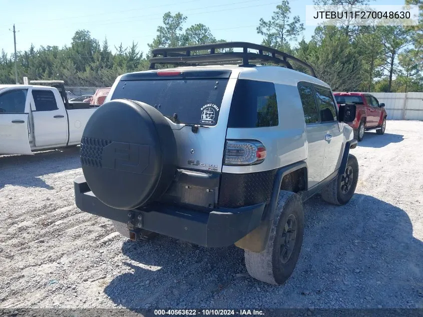 2007 Toyota Fj Cruiser VIN: JTEBU11F270048630 Lot: 40563622