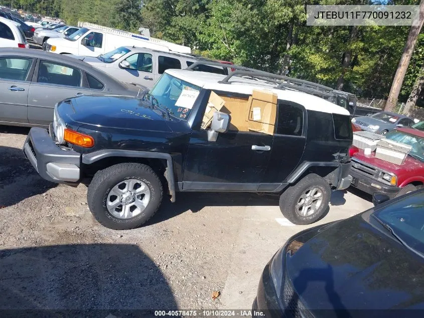 2007 Toyota Fj Cruiser VIN: JTEBU11F770091232 Lot: 40578475