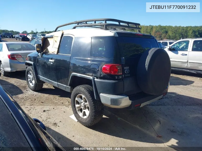 2007 Toyota Fj Cruiser VIN: JTEBU11F770091232 Lot: 40578475