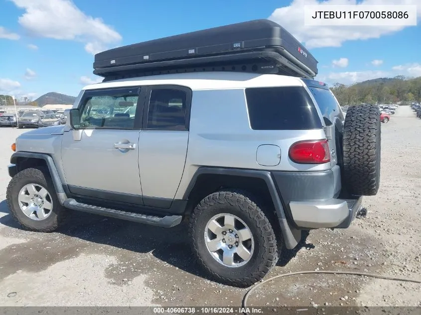 2007 Toyota Fj Cruiser VIN: JTEBU11F070058086 Lot: 40606738