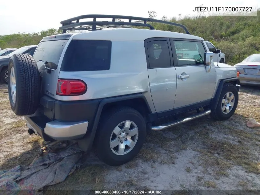 2007 Toyota Fj Cruiser VIN: JTEZU11F170007727 Lot: 40633456