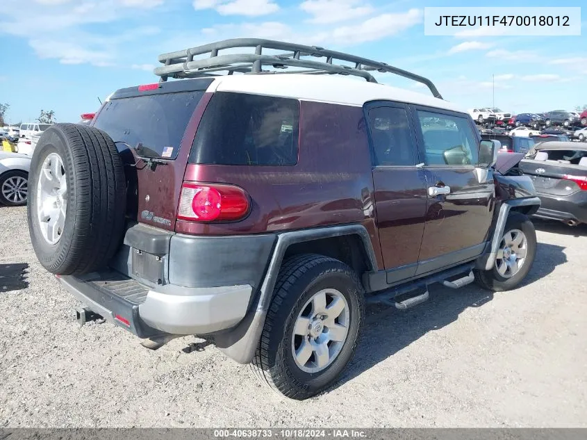 2007 Toyota Fj Cruiser VIN: JTEZU11F470018012 Lot: 40638733