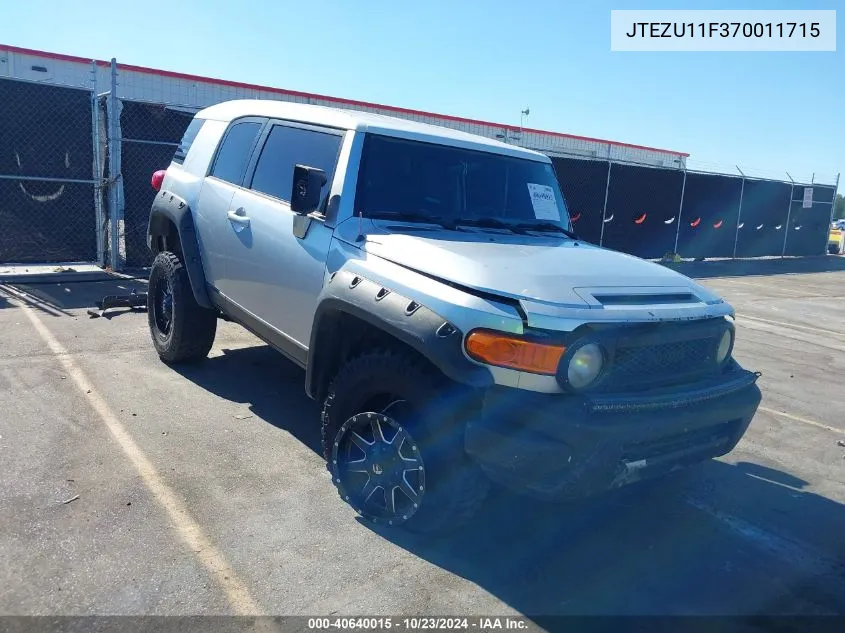 2007 Toyota Fj Cruiser VIN: JTEZU11F370011715 Lot: 40640015