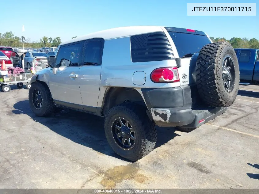 2007 Toyota Fj Cruiser VIN: JTEZU11F370011715 Lot: 40640015