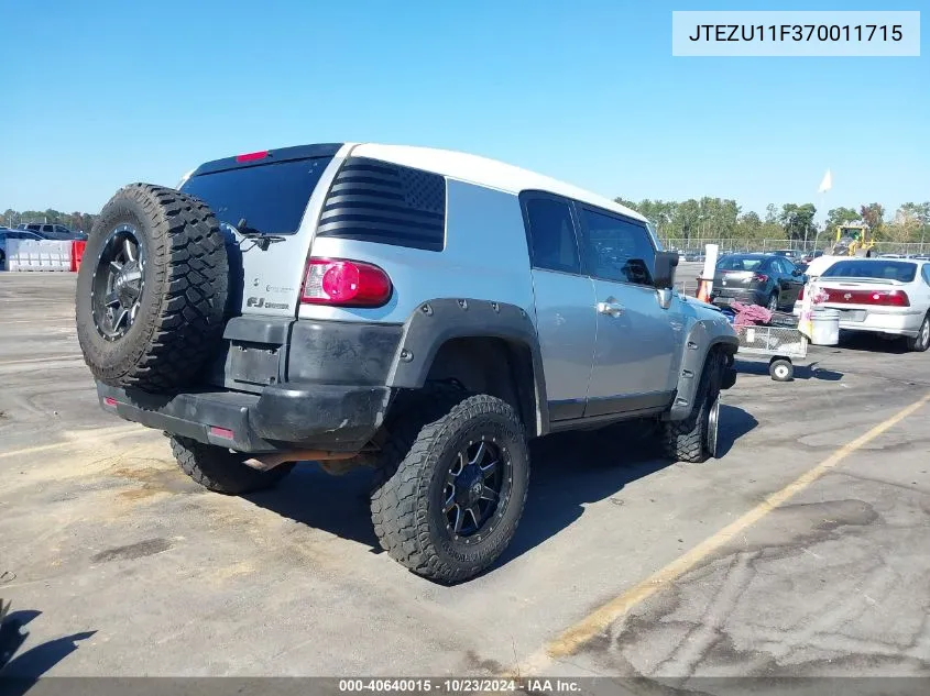 2007 Toyota Fj Cruiser VIN: JTEZU11F370011715 Lot: 40640015