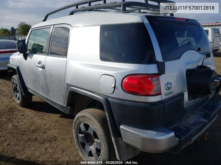 2007 Toyota Fj Cruiser VIN: JTEBU11F570012818 Lot: 40691078