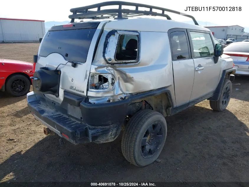 2007 Toyota Fj Cruiser VIN: JTEBU11F570012818 Lot: 40691078