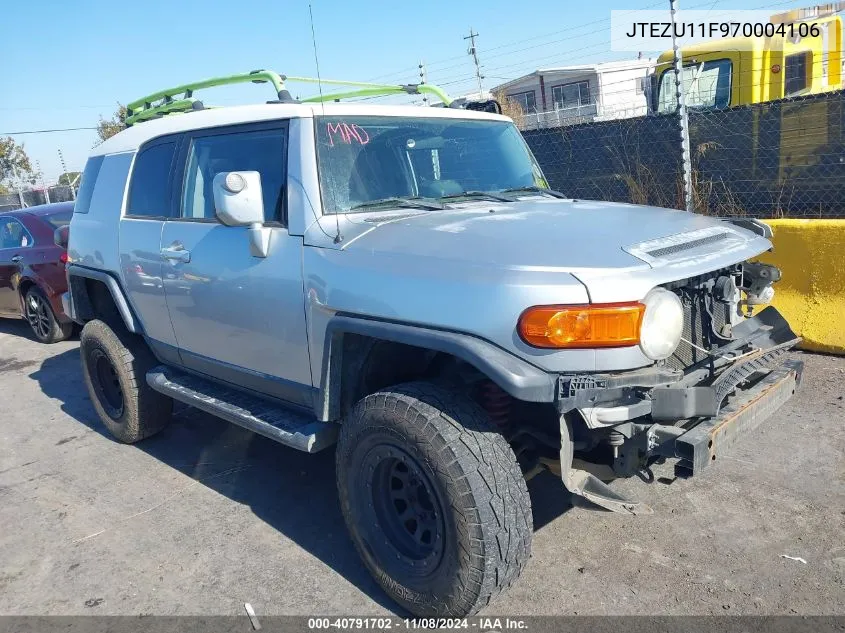 2007 Toyota Fj Cruiser VIN: JTEZU11F970004106 Lot: 40791702