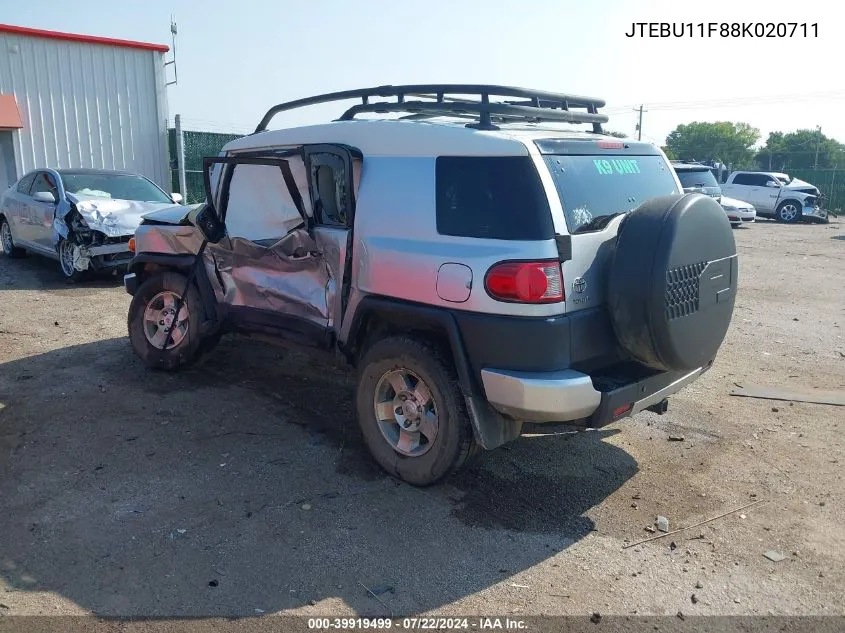 2008 Toyota Fj Cruiser VIN: JTEBU11F88K020711 Lot: 39919499