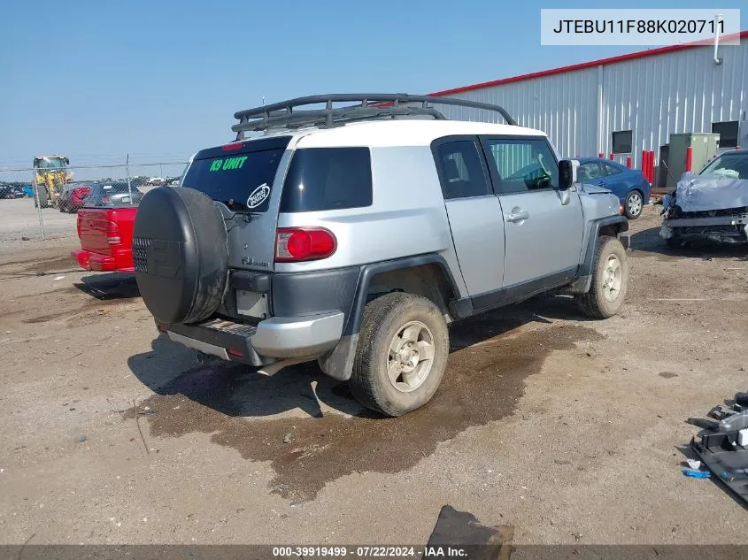 2008 Toyota Fj Cruiser VIN: JTEBU11F88K020711 Lot: 39919499