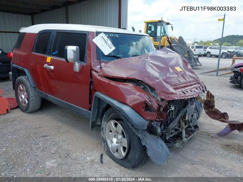 2008 Toyota Fj Cruiser VIN: JTEBU11F98K003383 Lot: 39988310