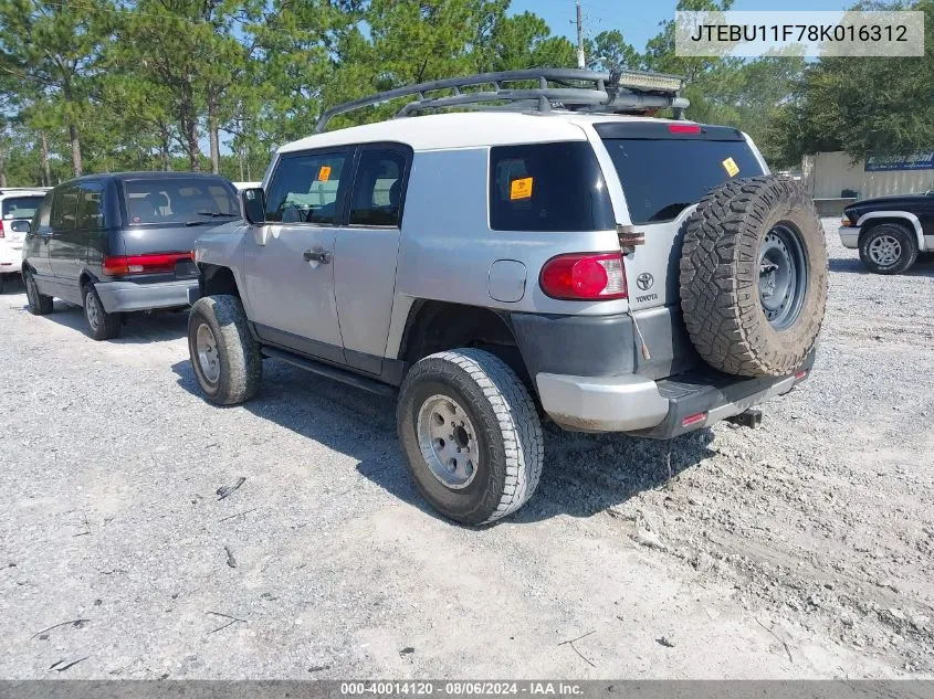 2008 Toyota Fj Cruiser VIN: JTEBU11F78K016312 Lot: 40014120