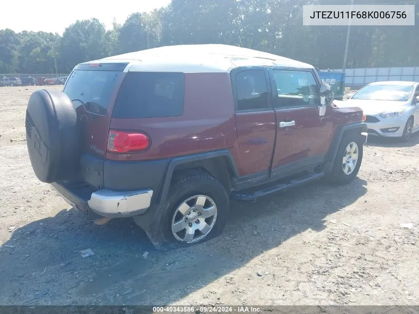 2008 Toyota Fj Cruiser VIN: JTEZU11F68K006756 Lot: 40343586