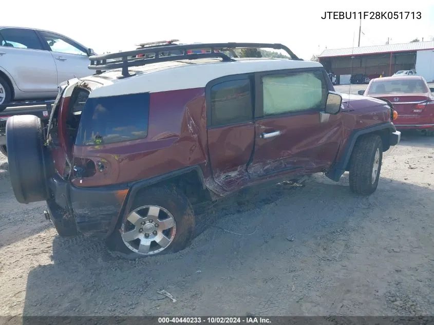 2008 Toyota Fj Cruiser VIN: JTEBU11F28K051713 Lot: 40440233