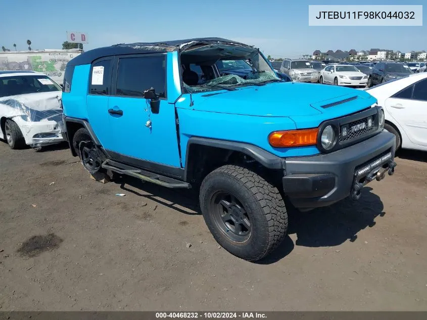 2008 Toyota Fj Cruiser VIN: JTEBU11F98K044032 Lot: 40468232