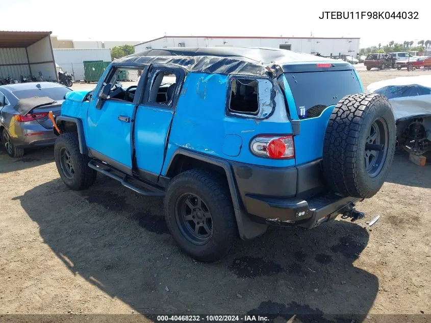 2008 Toyota Fj Cruiser VIN: JTEBU11F98K044032 Lot: 40468232