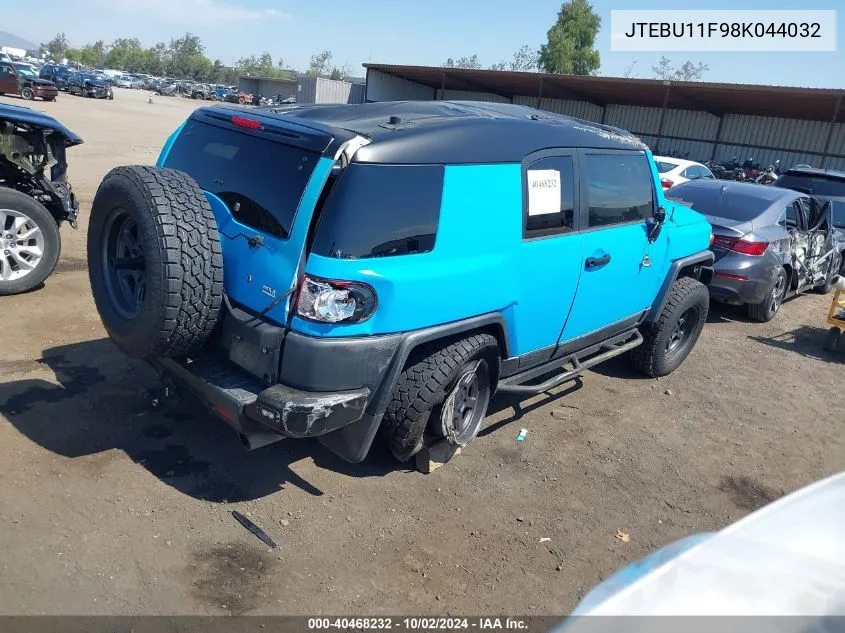 2008 Toyota Fj Cruiser VIN: JTEBU11F98K044032 Lot: 40468232