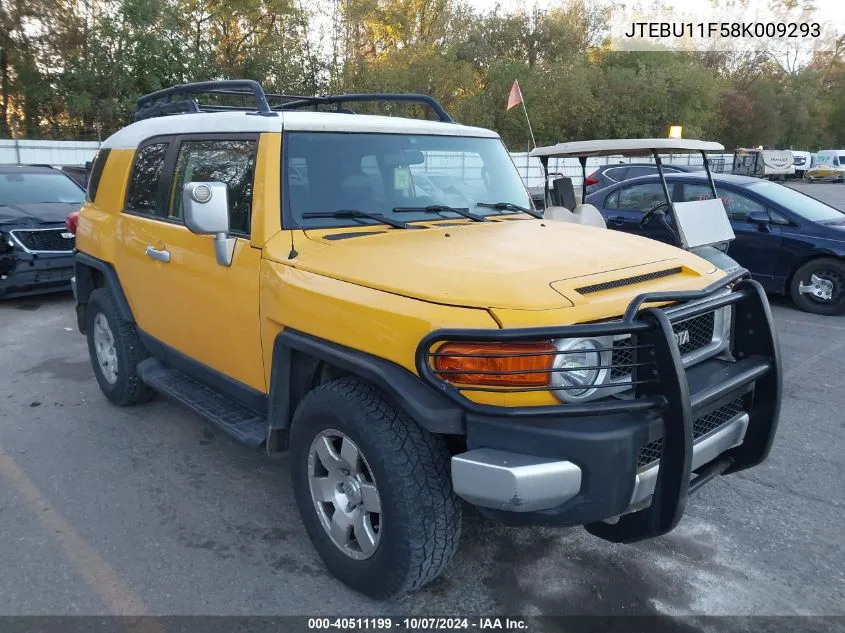 2008 Toyota Fj Cruiser VIN: JTEBU11F58K009293 Lot: 40511199