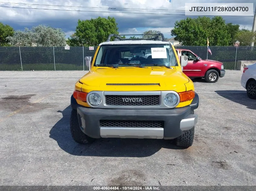 2008 Toyota Fj Cruiser VIN: JTEZU11F28K004700 Lot: 40604484