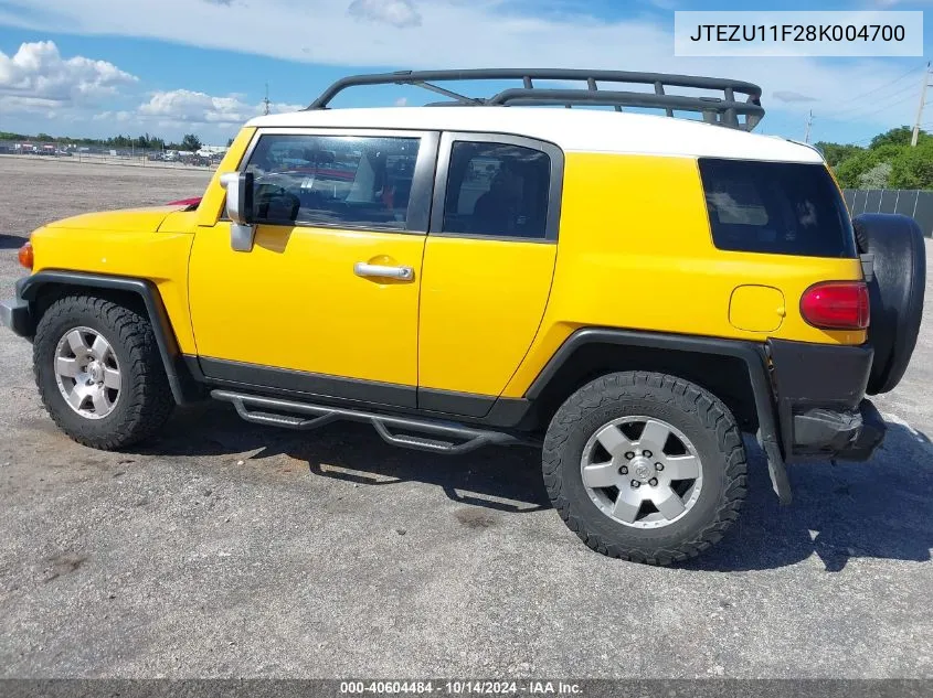 2008 Toyota Fj Cruiser VIN: JTEZU11F28K004700 Lot: 40604484