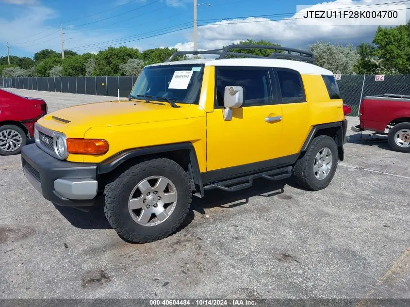 2008 Toyota Fj Cruiser VIN: JTEZU11F28K004700 Lot: 40604484