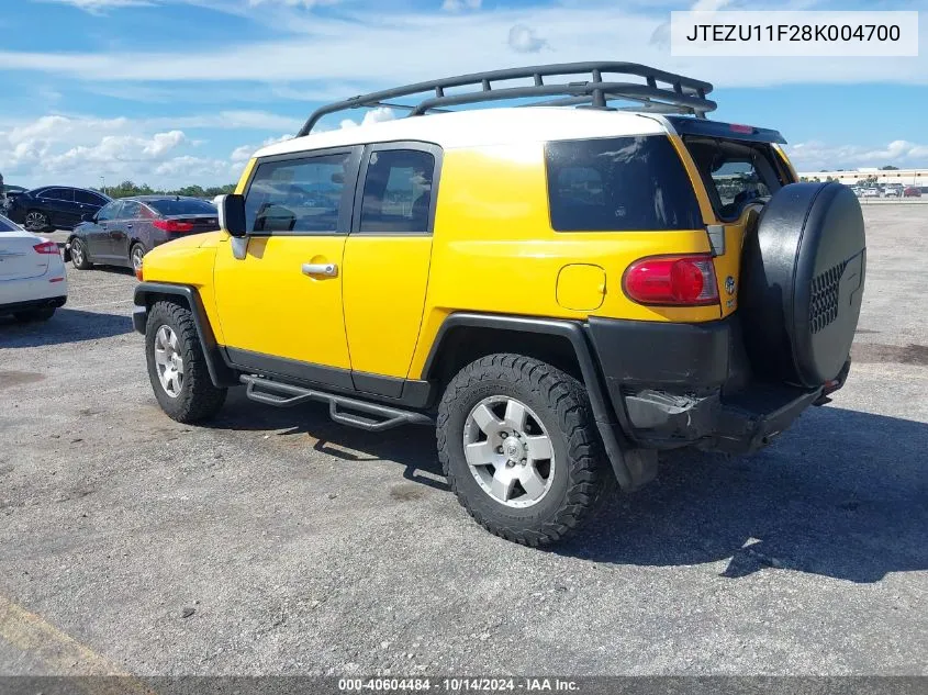 2008 Toyota Fj Cruiser VIN: JTEZU11F28K004700 Lot: 40604484