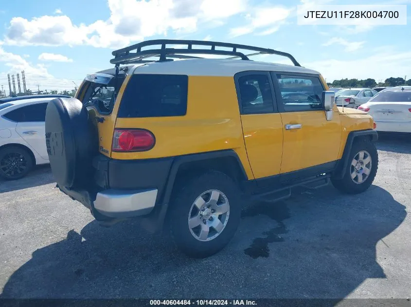 2008 Toyota Fj Cruiser VIN: JTEZU11F28K004700 Lot: 40604484