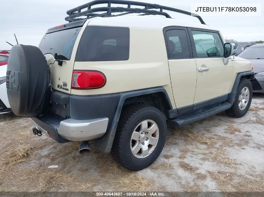 2008 Toyota Fj Cruiser VIN: JTEBU11F78K053098 Lot: 40643657