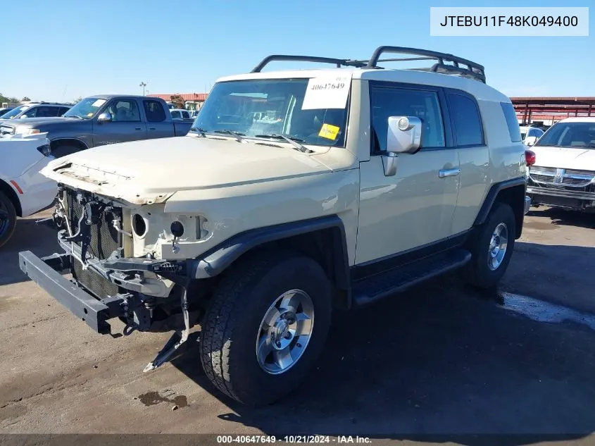 2008 Toyota Fj Cruiser VIN: JTEBU11F48K049400 Lot: 40647649