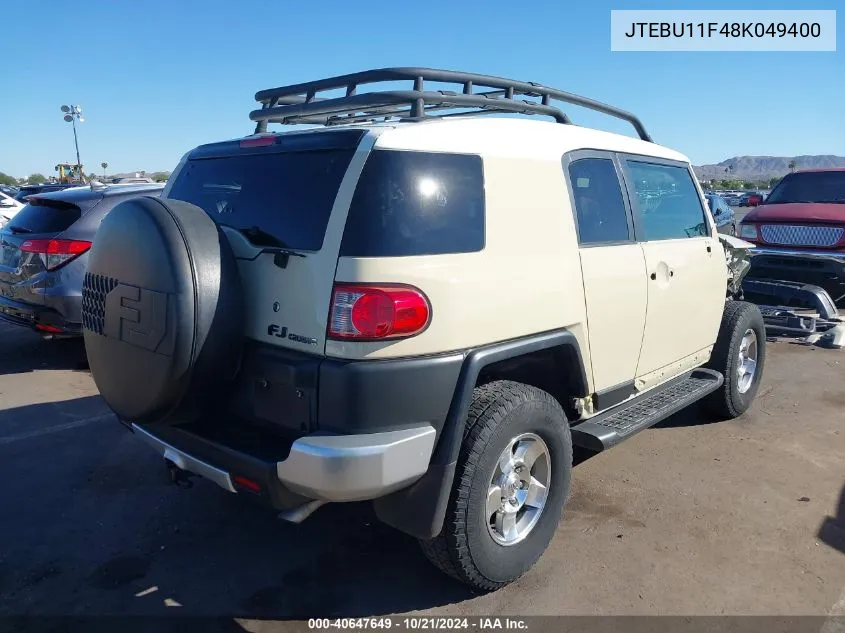 2008 Toyota Fj Cruiser VIN: JTEBU11F48K049400 Lot: 40647649