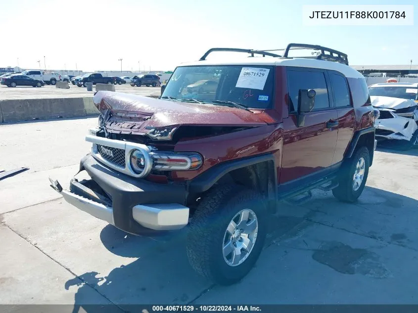 2008 Toyota Fj Cruiser VIN: JTEZU11F88K001784 Lot: 40671529