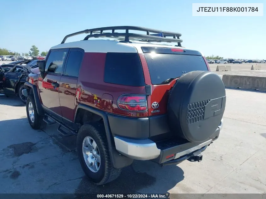 2008 Toyota Fj Cruiser VIN: JTEZU11F88K001784 Lot: 40671529