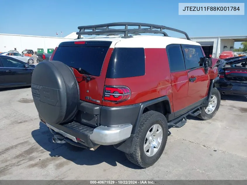 2008 Toyota Fj Cruiser VIN: JTEZU11F88K001784 Lot: 40671529