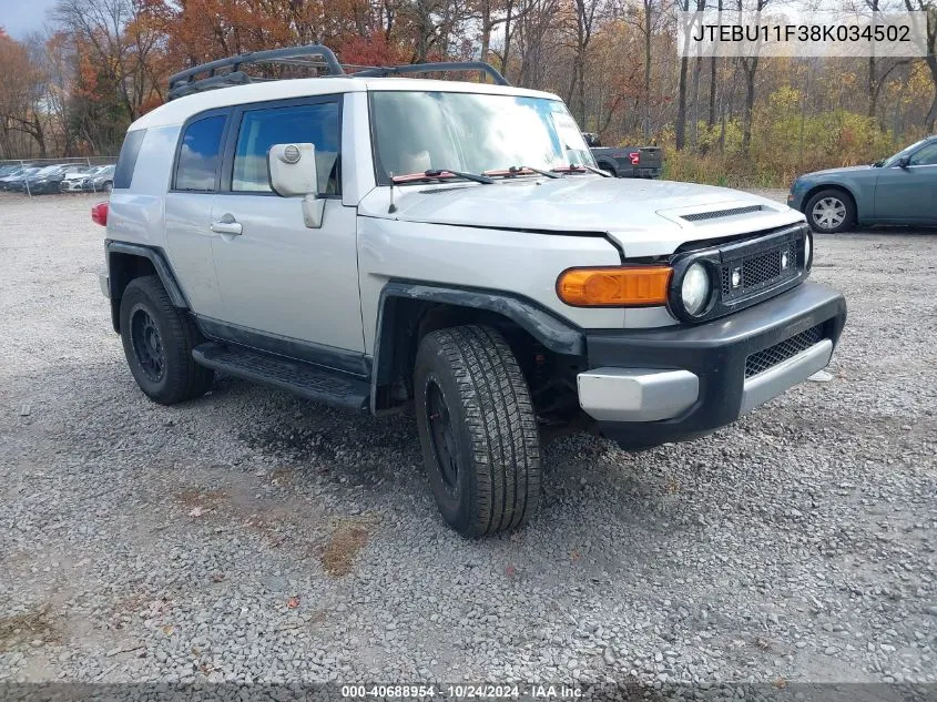 2008 Toyota Fj Cruiser VIN: JTEBU11F38K034502 Lot: 40688954