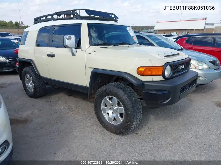 2008 Toyota Fj Cruiser VIN: JTEBU11F88K051036 Lot: 40722635