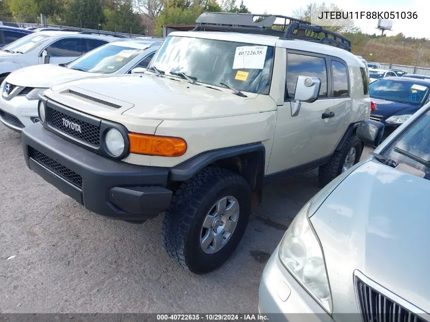 2008 Toyota Fj Cruiser VIN: JTEBU11F88K051036 Lot: 40722635