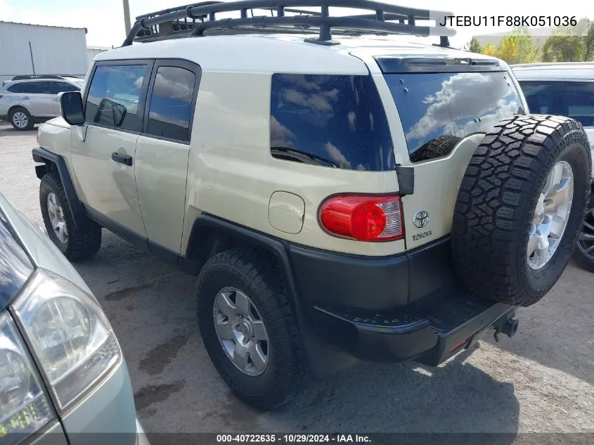 2008 Toyota Fj Cruiser VIN: JTEBU11F88K051036 Lot: 40722635