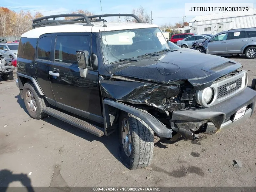 2008 Toyota Fj Cruiser VIN: JTEBU11F78K003379 Lot: 40742487