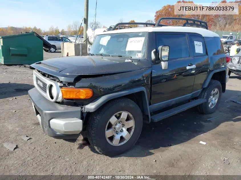 2008 Toyota Fj Cruiser VIN: JTEBU11F78K003379 Lot: 40742487