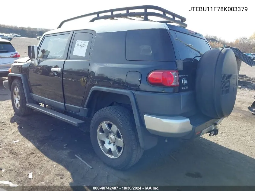 2008 Toyota Fj Cruiser VIN: JTEBU11F78K003379 Lot: 40742487