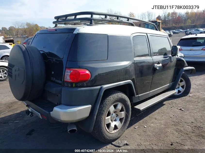 2008 Toyota Fj Cruiser VIN: JTEBU11F78K003379 Lot: 40742487