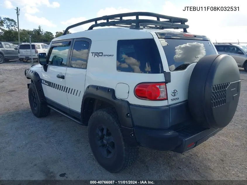 2008 Toyota Fj Cruiser VIN: JTEBU11F08K032531 Lot: 40766087